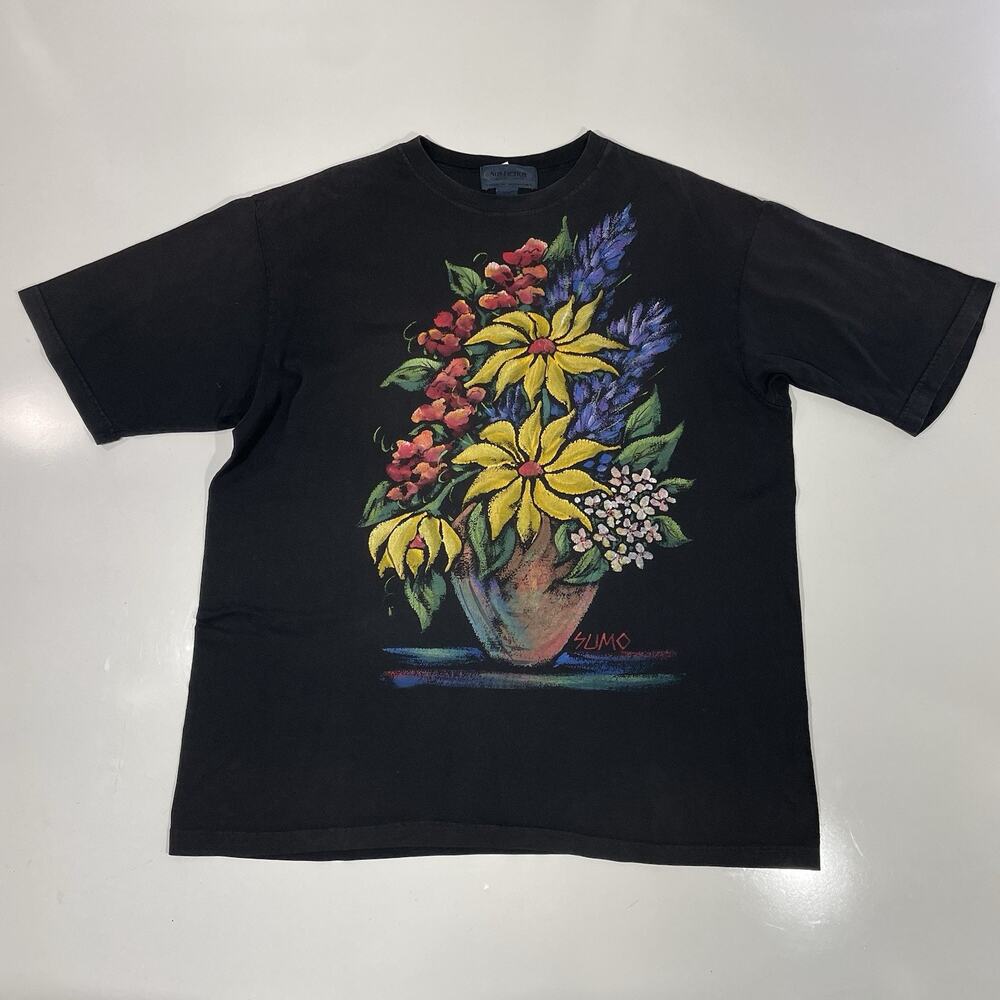 Vintage 90’s Art Shirt Men’s Large SUMO Floral Vase Painting Print Black Canada